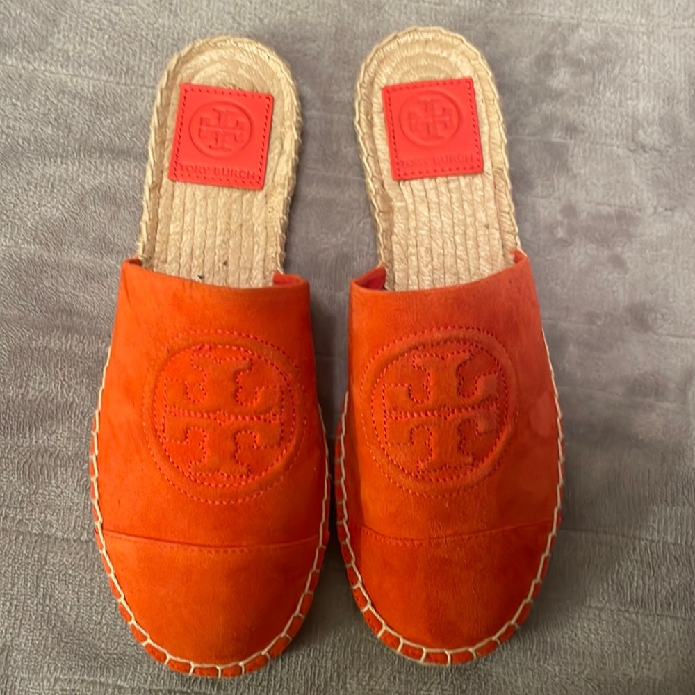 Tory Burch Orange Suede Espadrille Slip On